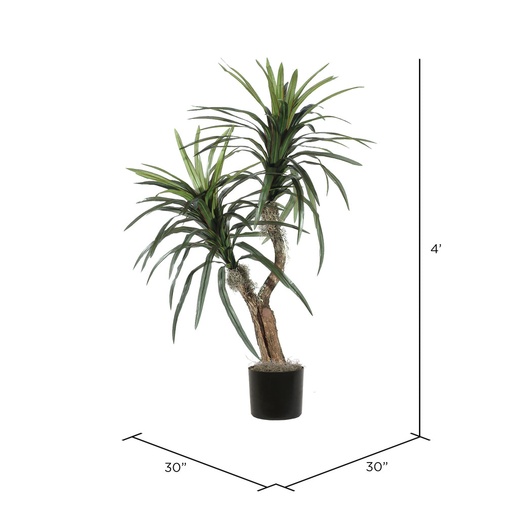Vickerman 4' Artificial Marginata Bush Black Plastic Pot.