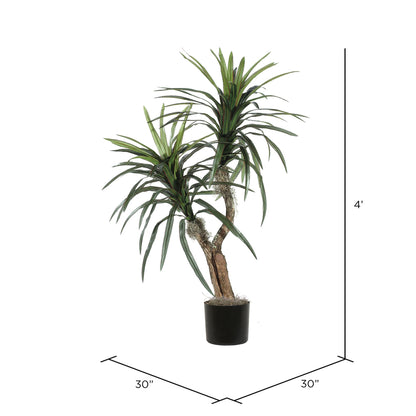Vickerman 4' Artificial Marginata Bush Black Plastic Pot.