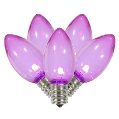 Vickerman C9 Transparent Plastic LED Purple Dimmable Bulb E17 Nickel Base 25 per bag