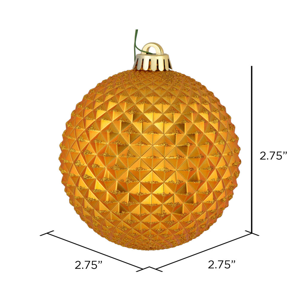 Vickerman 2.75" Antique Gold Durian Glitter Ball Ornament 12 per Bag