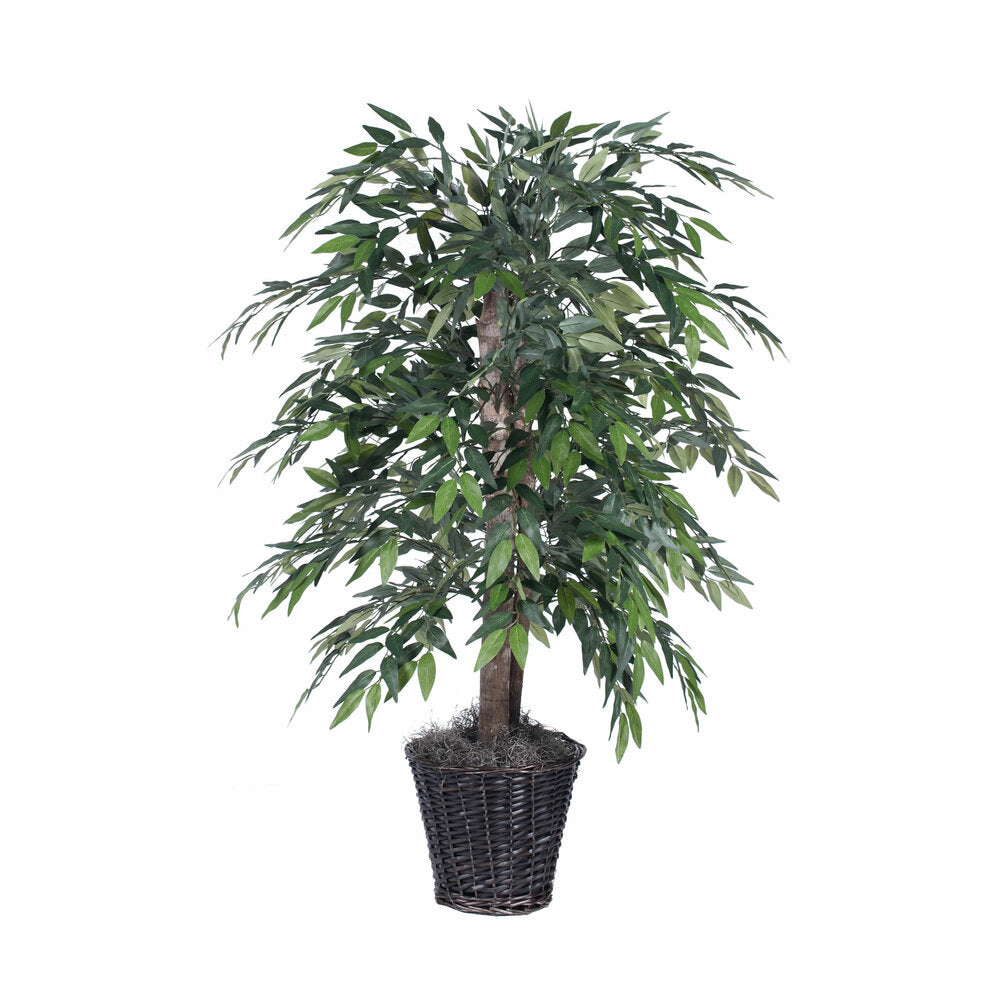 Vickerman 4' Artificial Green Smilax Bush Rattan Basket