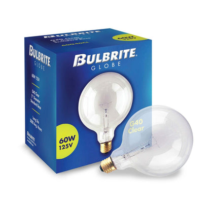 BULBRITE INCANDESCENT G40 MEDIUM SCREW (E26) 60W DIMMABLE LIGHT BULB 2700K/WARM WHITE 12PK (351060)