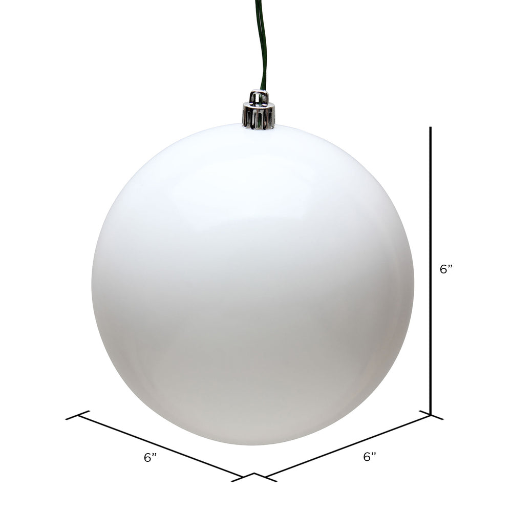 Vickerman 6" White Candy Ball Ornament 4 per Bag