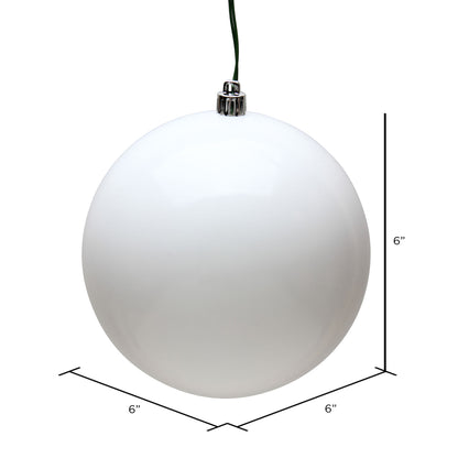Vickerman 6" White Candy Ball Ornament 4 per Bag