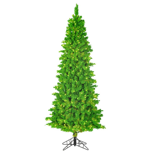 Vickerman 7.5' Flocked Lime Slim Fir Artificial Christmas Tree Lime Dura-lit LED Lights
