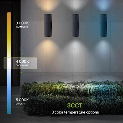 ASD Lighting LED Outdoor Wall Cylinder Round Up and Down 18W 120V 3000/4000/5000K with Photocell Black ETL