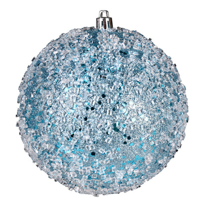 Vickerman 6" Baby Blue Glitter Hail Ball Ornament 4 per Bag