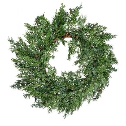 Vickerman 23" Green Stovall Cedar Pine Artificial Christmas Wreath Unlit
