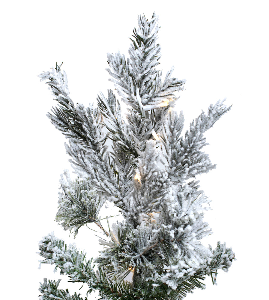 Vickerman 6.5' Flocked Sierra Fir Artificial Christmas Tree with Pure White Single Mold LED lights
