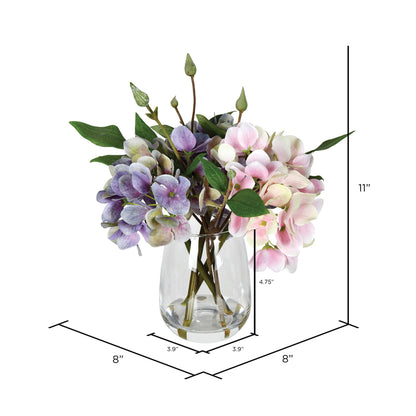 Vickerman 8" Artificial Light Pink and Purple Hydrangea.