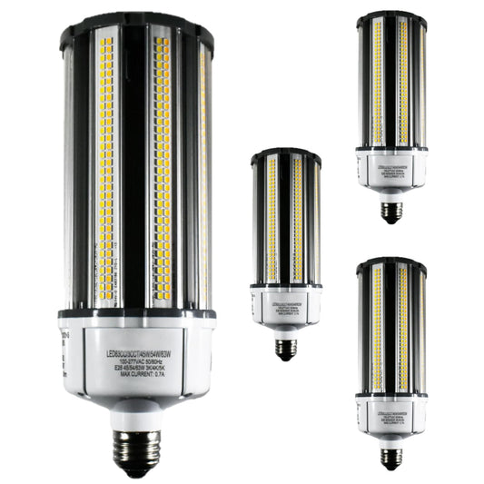 Damar- LED Corn Cob Post Top Bright Light Bulb Type B Ballast Bypass 45W /54W/63W E26 Medium Base 30K/40K/50K Color Selectable 6750/8100/9450 Lumens 120-277VAC Pack of 4- for Warehouse Garage Home