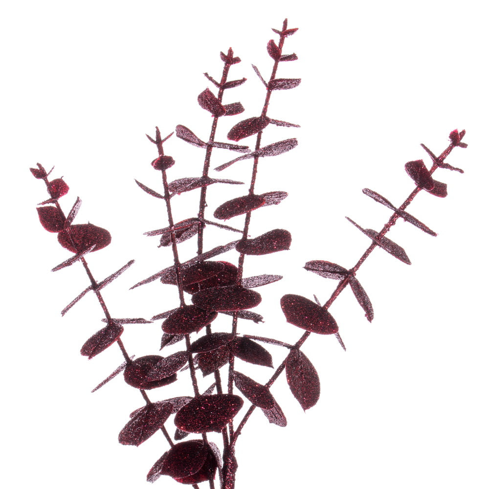 Vickerman 24" Burgundy Artificial Eucalyptus Glitter Wreath.
