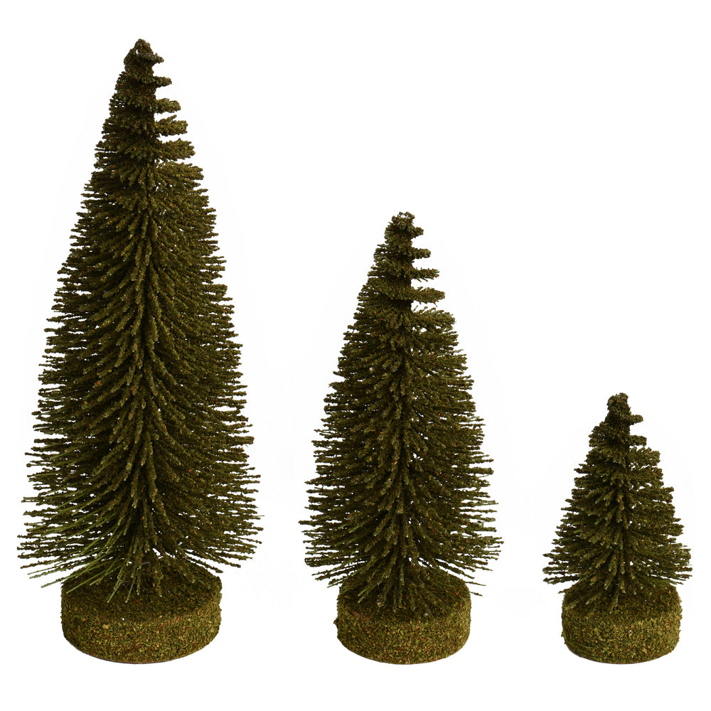 Vickerman 3"-5"-7" Green Oval Pine Artificial Christmas Tree Set of 3