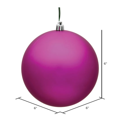 Vickerman 6" Fuchsia Matte Ball Ornament 4 per Bag