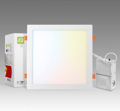 ASD Lighting LED Recessed Mini Panel Square 12inch 24W 120V Triac 2700/3000/3500/4000/5000K White UL