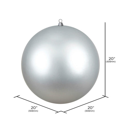 Vickerman 20" Giant Matte Silver Ball Christmas Ornament UV Resistant