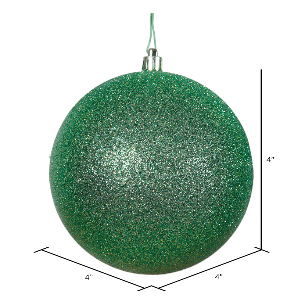 Vickerman 4" Green Glitter Ball Ornament 6 per Bag