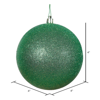 Vickerman 4" Green Glitter Ball Ornament 6 per Bag