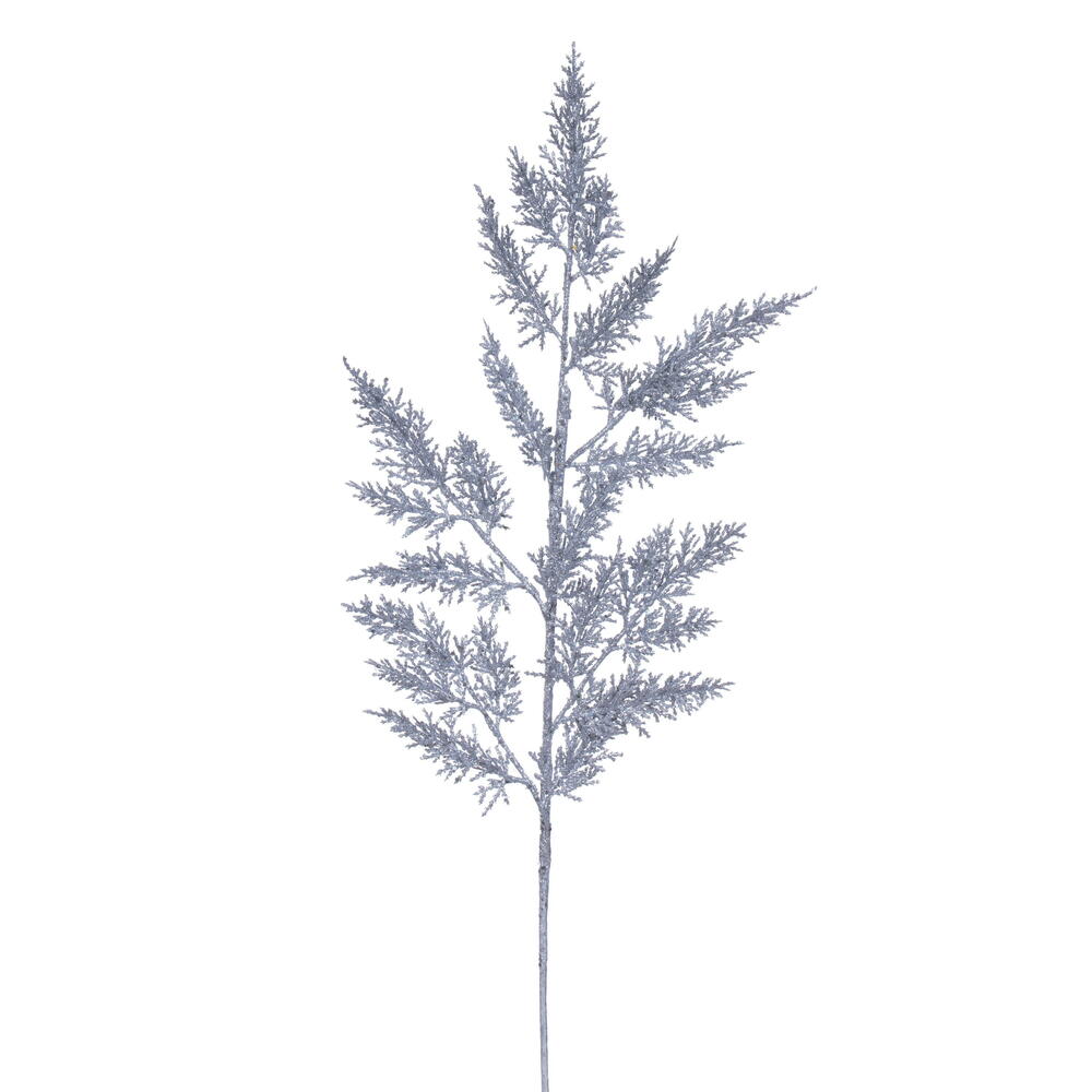 Vickerman 28" Silver Onoclea Glitter Wild Huck Artificial Christmas Spray. Includes 6 sprays per pack.