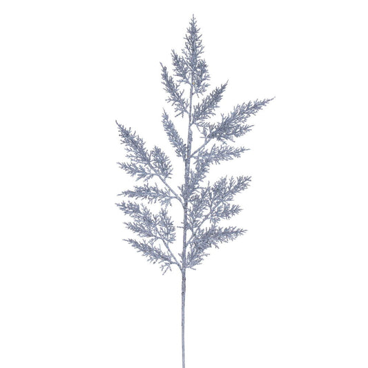 Vickerman 28" Silver Onoclea Glitter Wild Huck Artificial Christmas Spray. Includes 6 sprays per pack.
