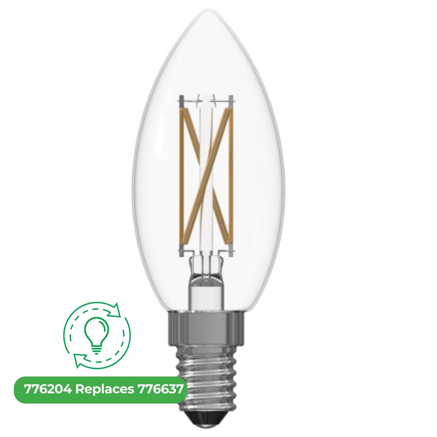 Bulbrite LED Filament 5.1 Watt Dimmable B11 Light Bulb with Clear finish and Candelabra (E12) Base - 3000K Soft White Light, 500 Lumens