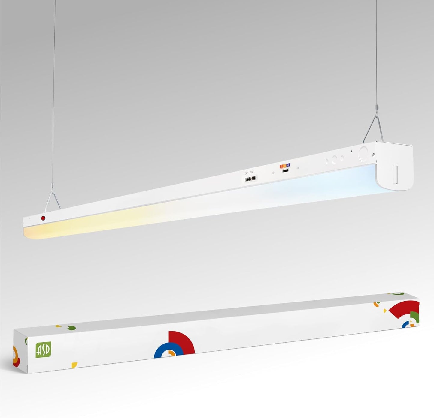 ASD Lighting LED Stairwell Fixture 4ft 22/28/36/44W 120-277V 0-10V Dimmable 140Lm/W 3500/4000/5000K with Battery Back-up 12W with Motion Sensor White UL DLC Standard