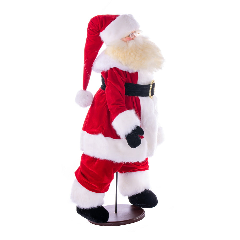 Vickerman 28" Red Traditional Velvet Light Complexion Santa Doll with Stand. This Santa has glasses stand is removeable.