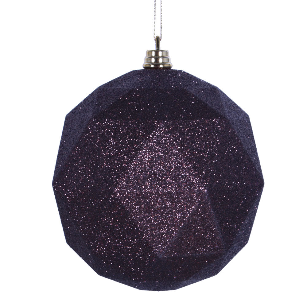 Vickerman 8" Chocolate Geometric Ball Ornament Featuring a Glitter Finish.