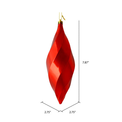 Vickerman 8" Red Shiny Swirl Finial Ornament Pack of 6