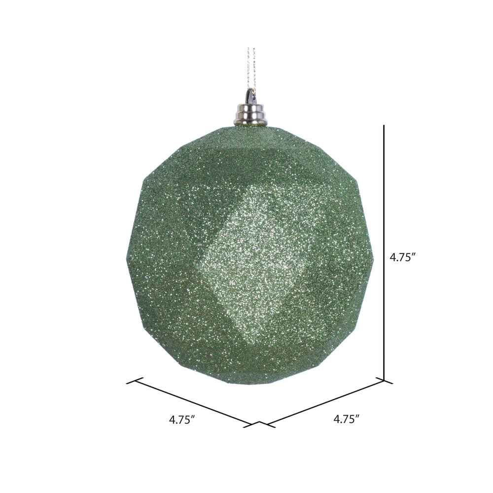 Vickerman 4.75" Lime Glitter Geometric Ball Ornament 4 per bag