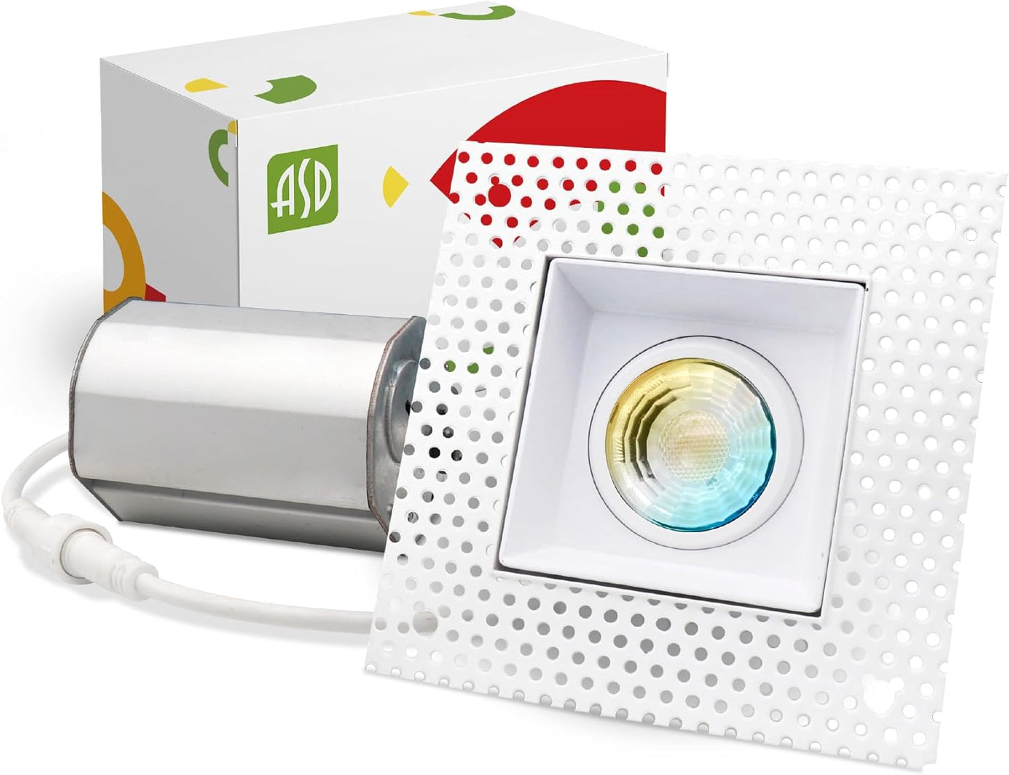 ASD Lighting LED Trimless Downlight Gimbal Square 2inch 8W 120V Triac 2700/3000/3500/4000/5000K White ETL