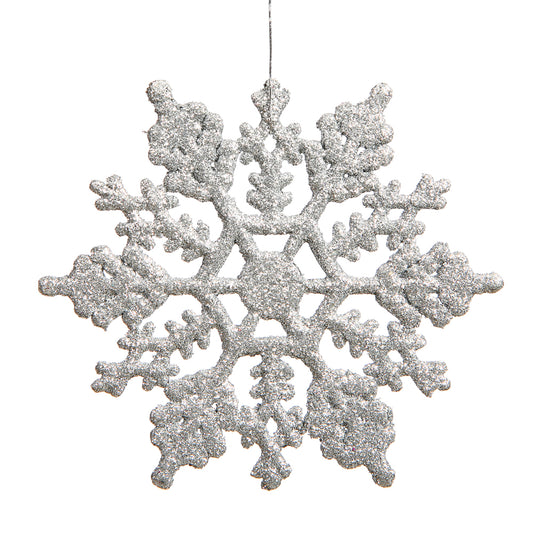 Vickerman 6.25" Silver Glitter Snowflake Christmas Ornament 12 per Box