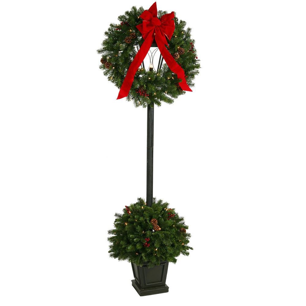 Vickerman 6.5' Christmas Pine Lantern 100 Dura-Lit Warm White Lights 640 Tips