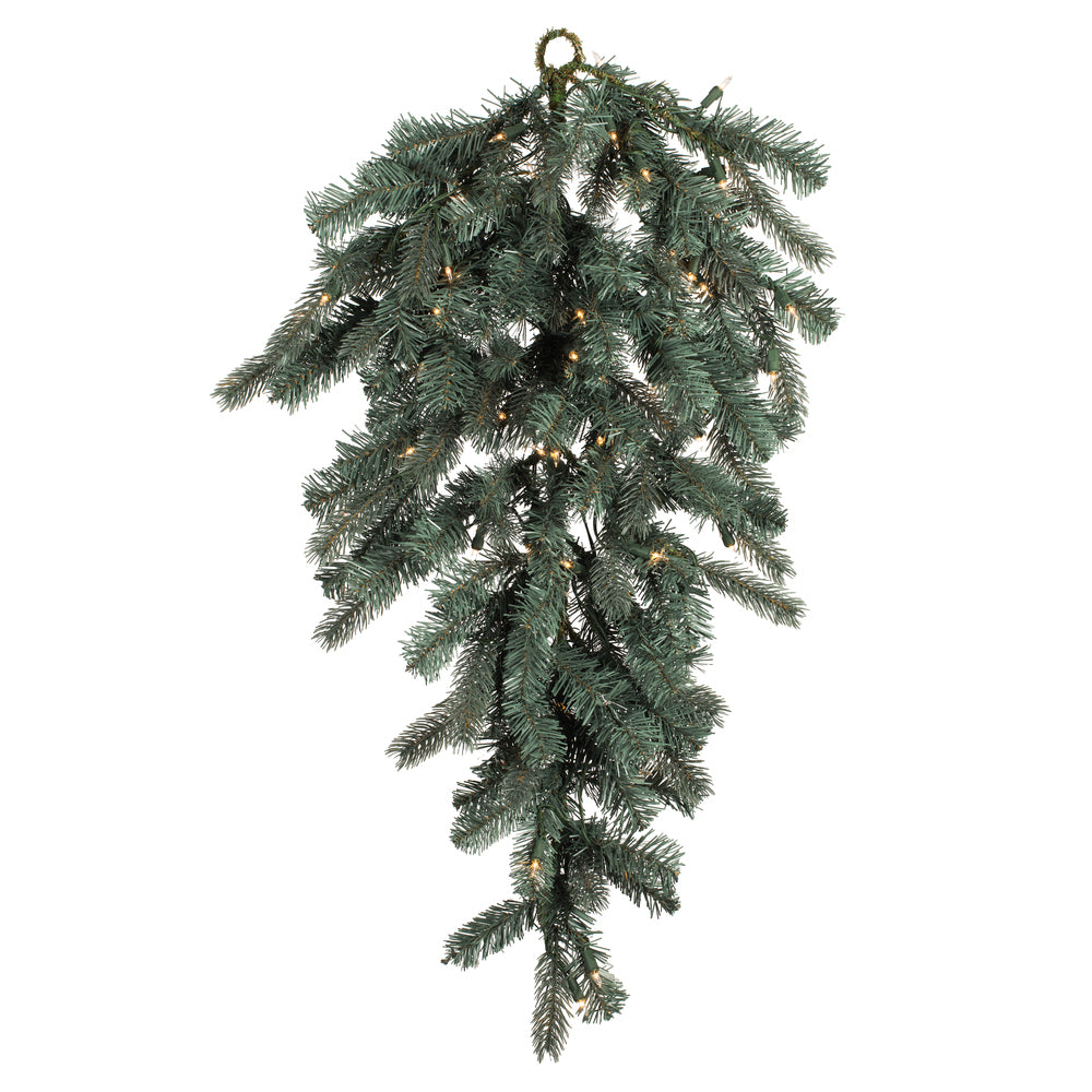 Vickerman 36" x 16" Colorado Blue Spruce Artificial Christmas TearDrop Clear Dura-lit Incandescent Lights