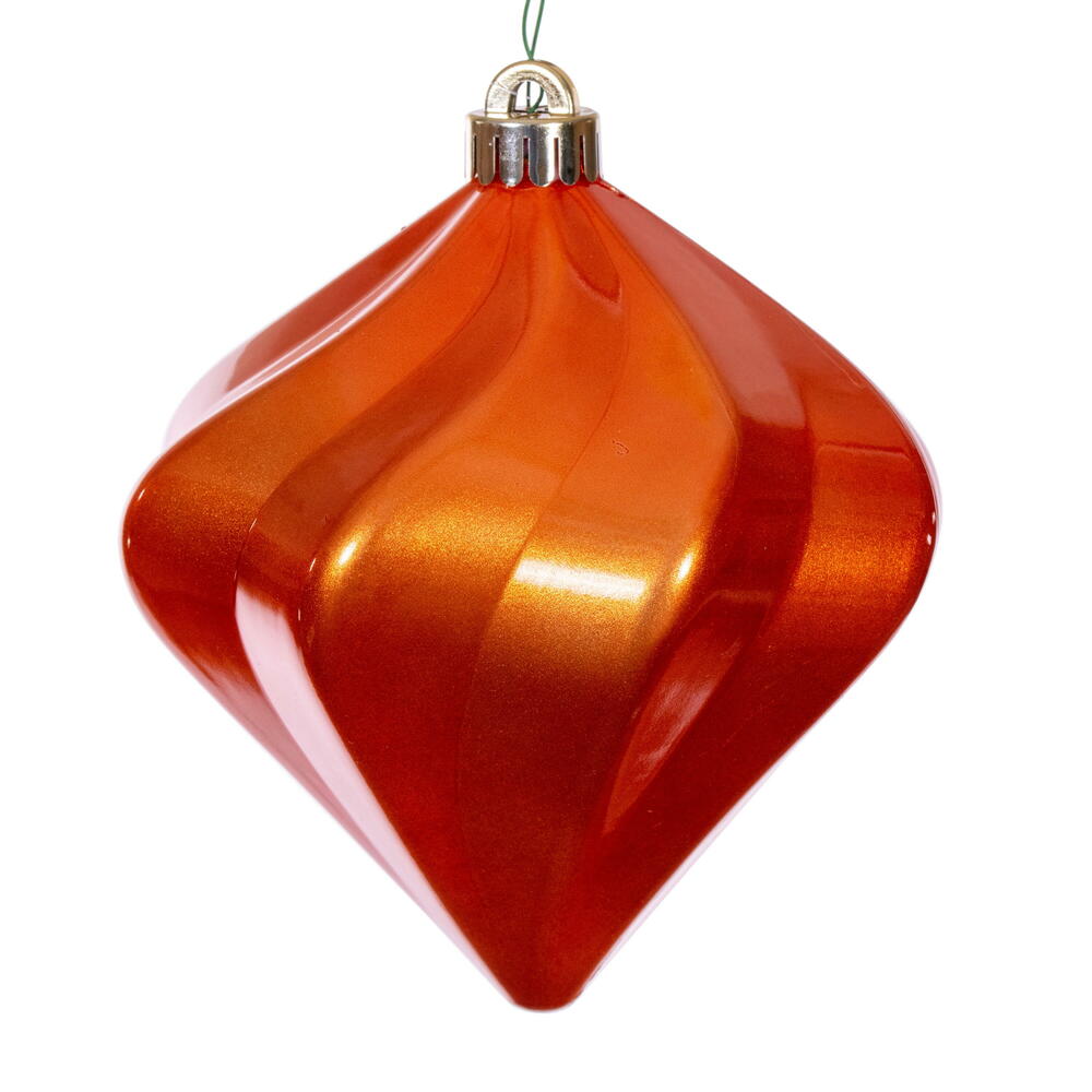 Vickerman 6" Burnished Orange Swirl Diamond UV Candy Christmas Ornament Set of 3