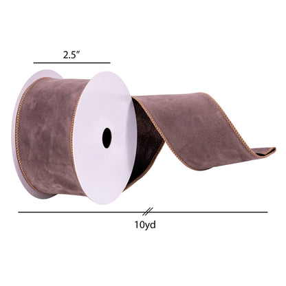 Vickerman 2.5" x 10 Yards Mocha Faux Suede Ribbon