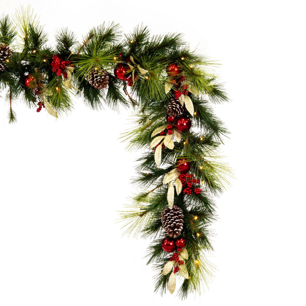 Vickerman 6' x 16" Artificial Christmas Garland Battery Operated Warm White Lights