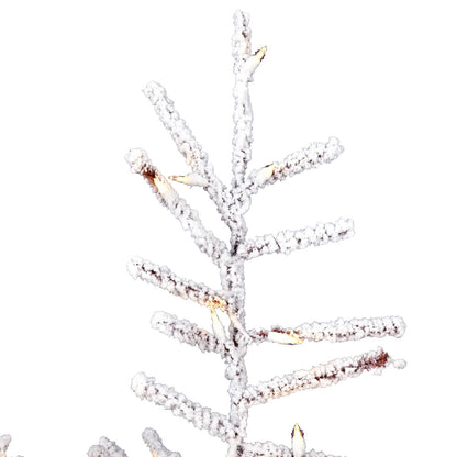 Vickerman 6' x 54" Flocked Stick Pine Tree Dura-Lit® LED Warm White Mini Lights.