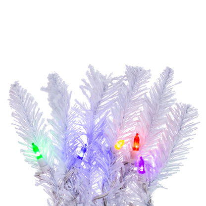 Vickerman 9' x 14" Flocked White Garland Dura-Lit® Multi-Colored LED Mini Lights.