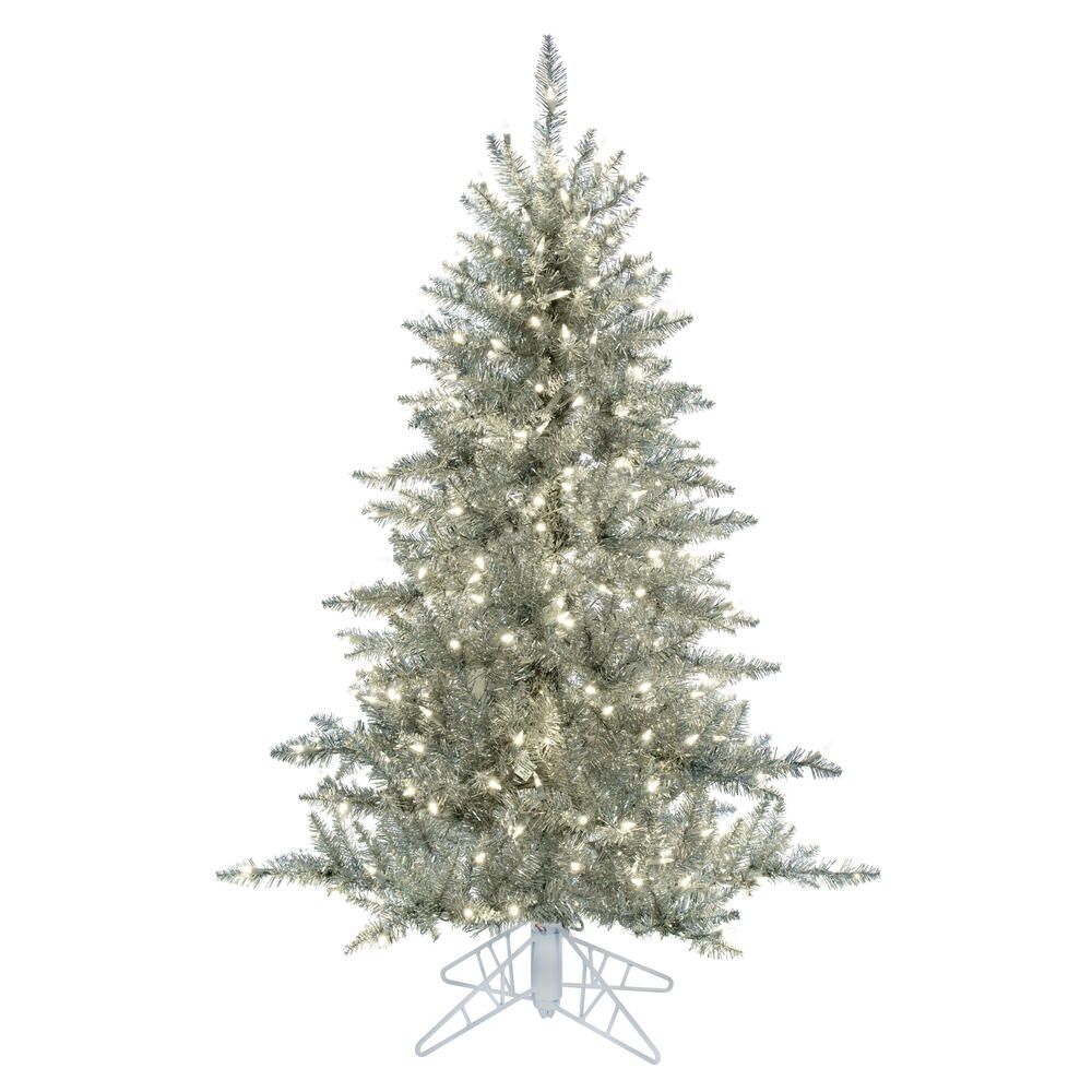 Vickerman 5.5' Silver Tinsel Fir Artificial Christmas Tree Warm White Dura-lit LED Lights