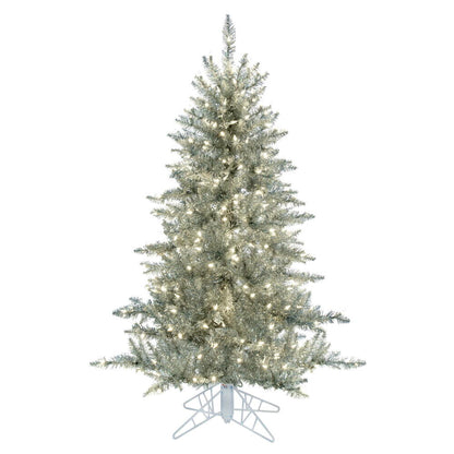 Vickerman 5.5' Silver Tinsel Fir Artificial Christmas Tree Warm White Dura-lit LED Lights