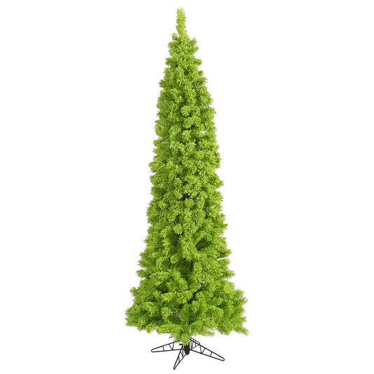 Vickerman 7.5' Flocked Lime Pencil Fir Artificial Christmas Tree Unlit