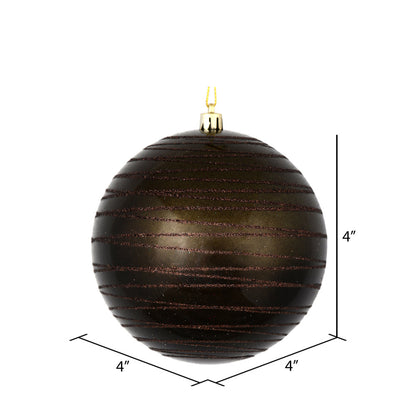 Vickerman 4" Gunmetal Candy Finish Ball Ornament with Glitter Lines 4 per Bag