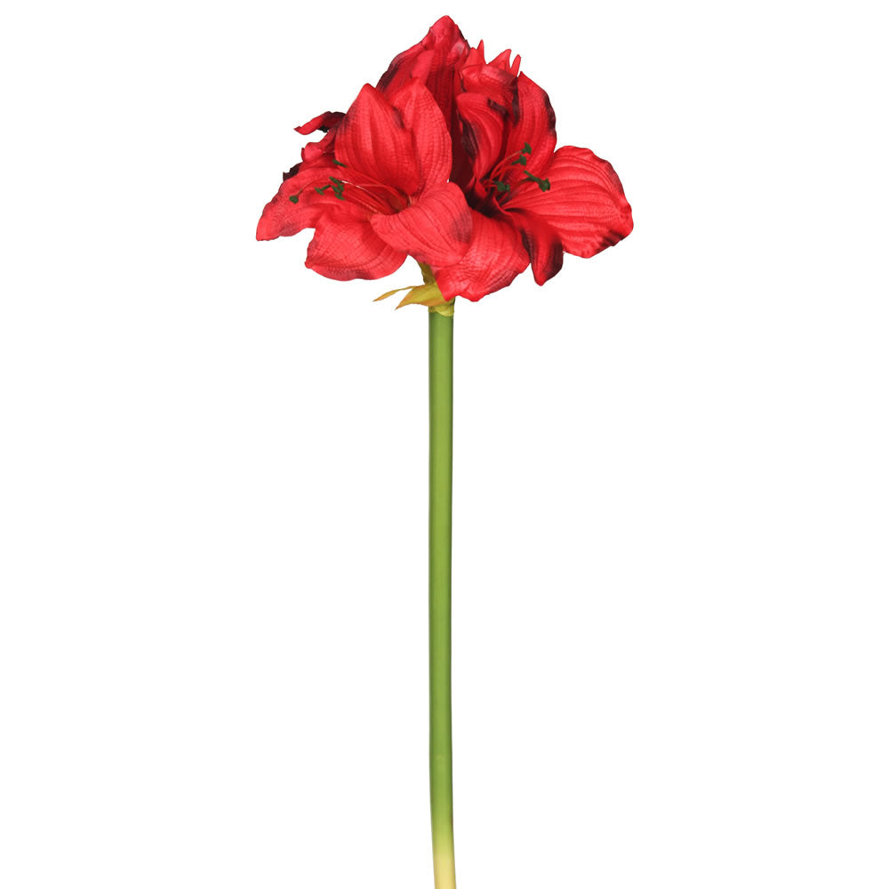 Vickerman 28" Artificial Single Red Amaryllis Stem Set of 3