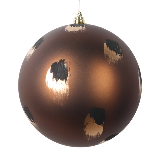 Vickerman 6" Matte Mocha Ball Ornament with Gold and Black Brush Strokes 2 per bag.