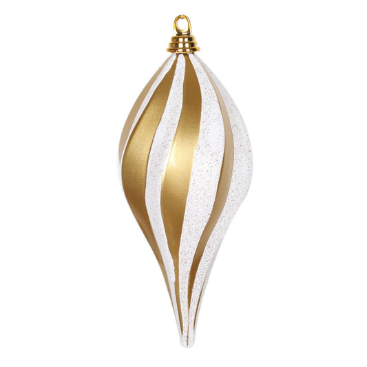 Vickerman 12'' Gold and Silver Glitter Swirl Drop Christmas Ornament