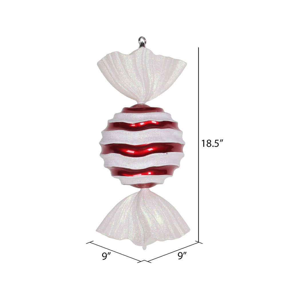 Vickerman 18.5" Red-White Striped Wave Candy Christmas Ornament