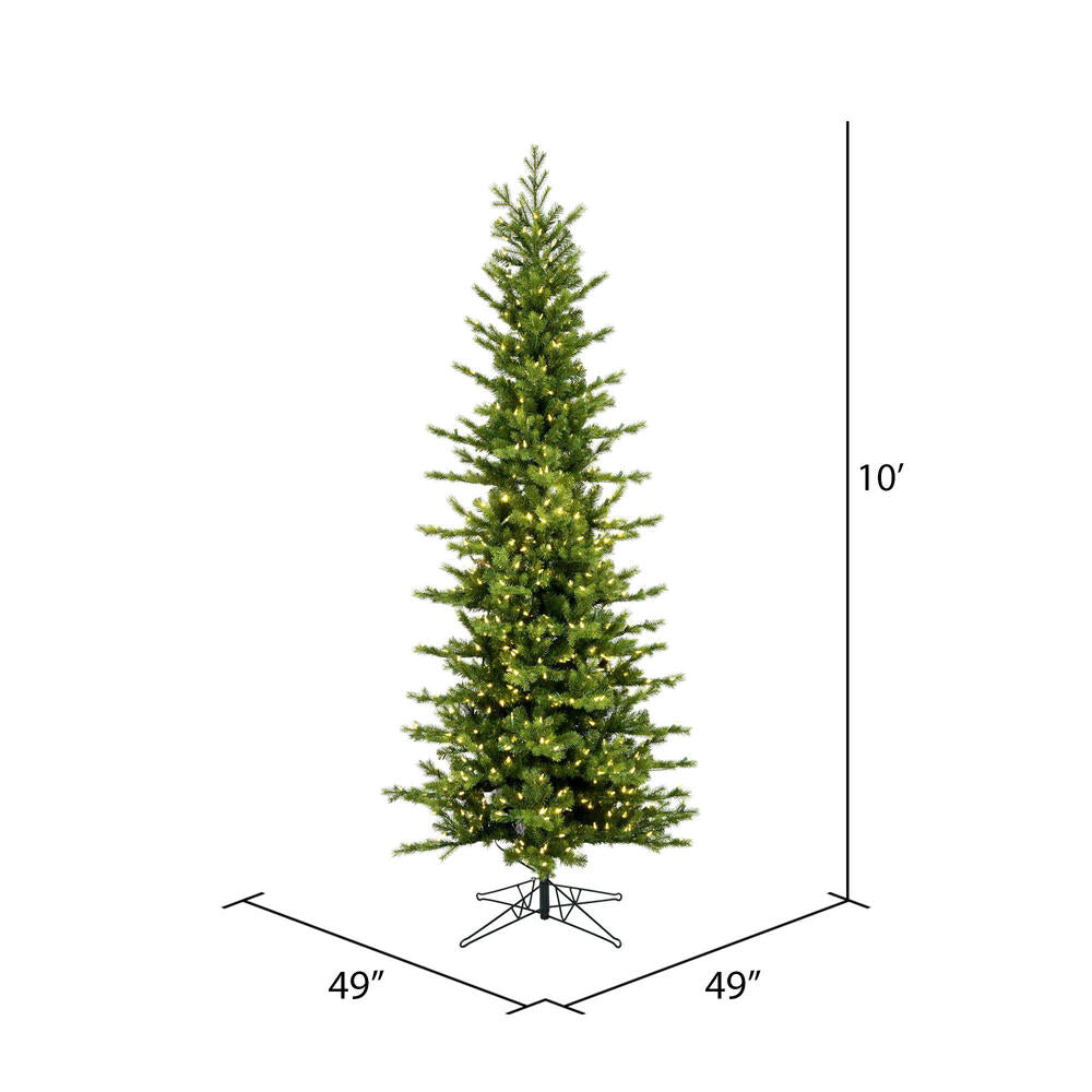 Vickerman 10' x 49" Moutauk Pine Artificial Christmas Pencil Tree  Warm White Dura-lit LED Lights