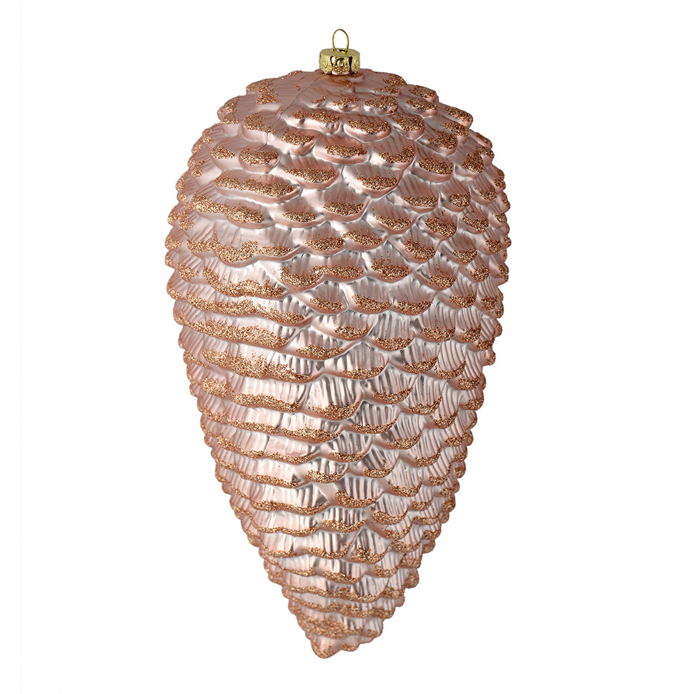 Vickerman 7" Rose Gold Matte Glitter Pinecone Christmas Ornament 4 per set