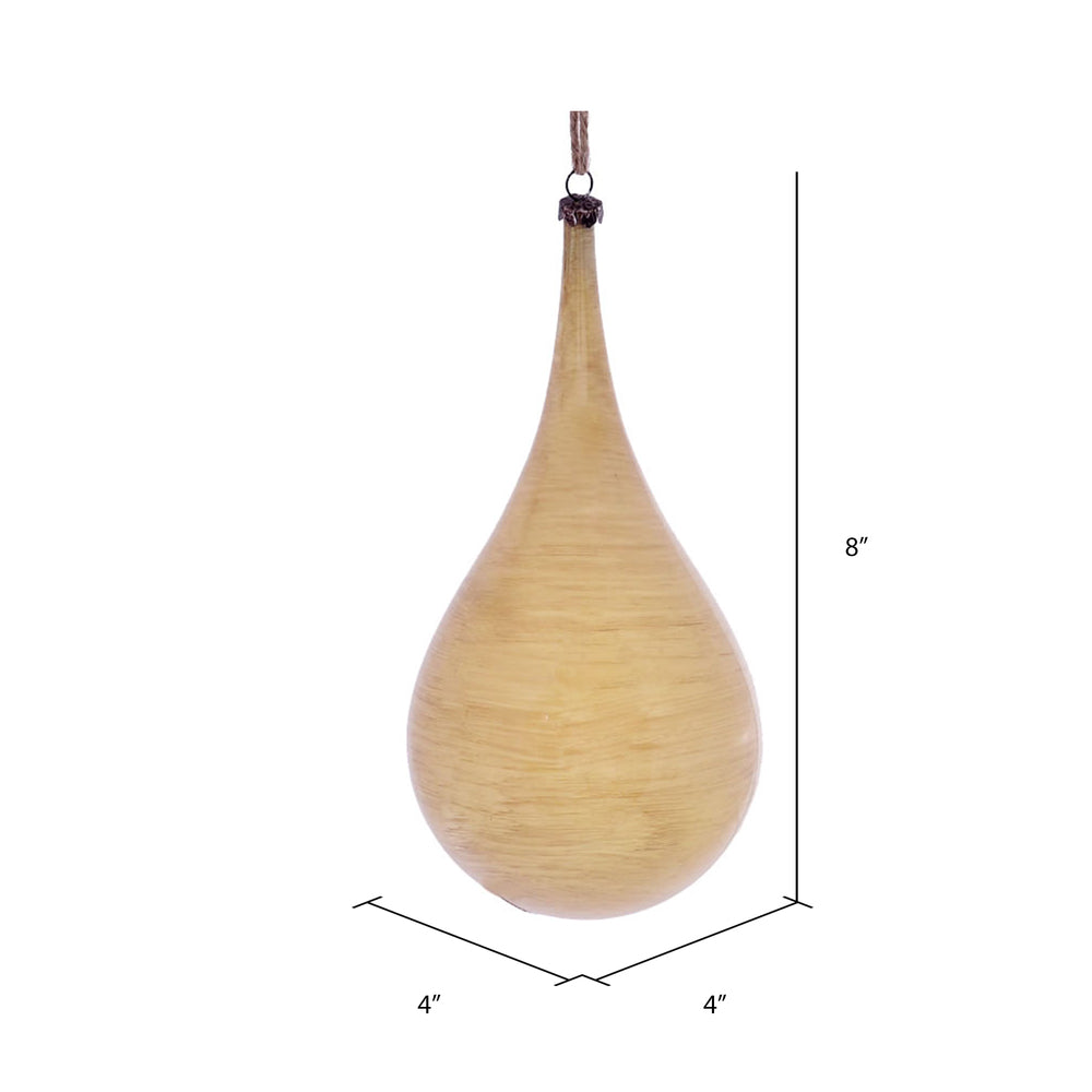 Vickerman 4" Tan Wood Grain Teardrop Christmas Ornament Pack of 2